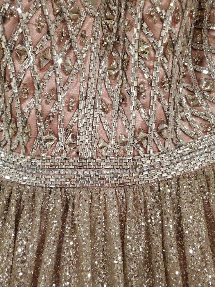 PINK/SILVER SPARKLY A LINE GOW
