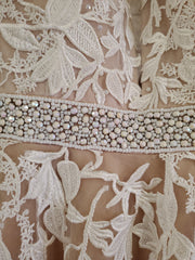 IVORY/TAN FLORAL A LINE GOWN