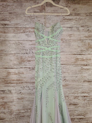 GREEN LONG EVENING GOWN