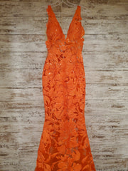 ORANGE FLORAL LONG DRESS