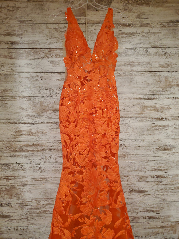 ORANGE FLORAL LONG DRESS