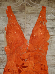 ORANGE FLORAL LONG DRESS