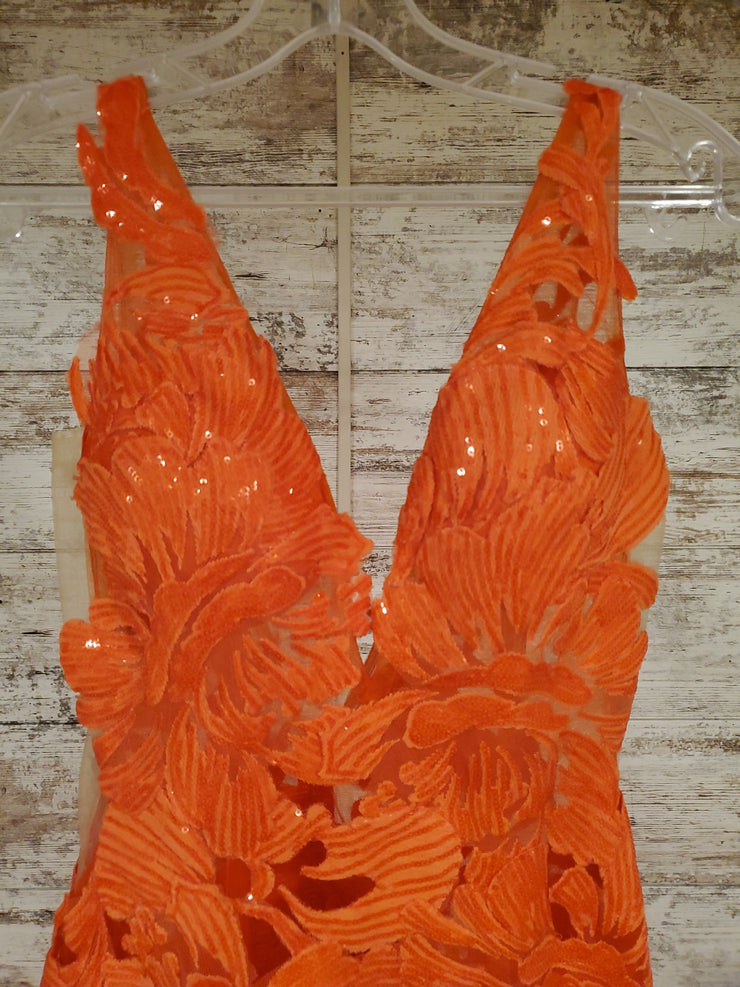 ORANGE FLORAL LONG DRESS