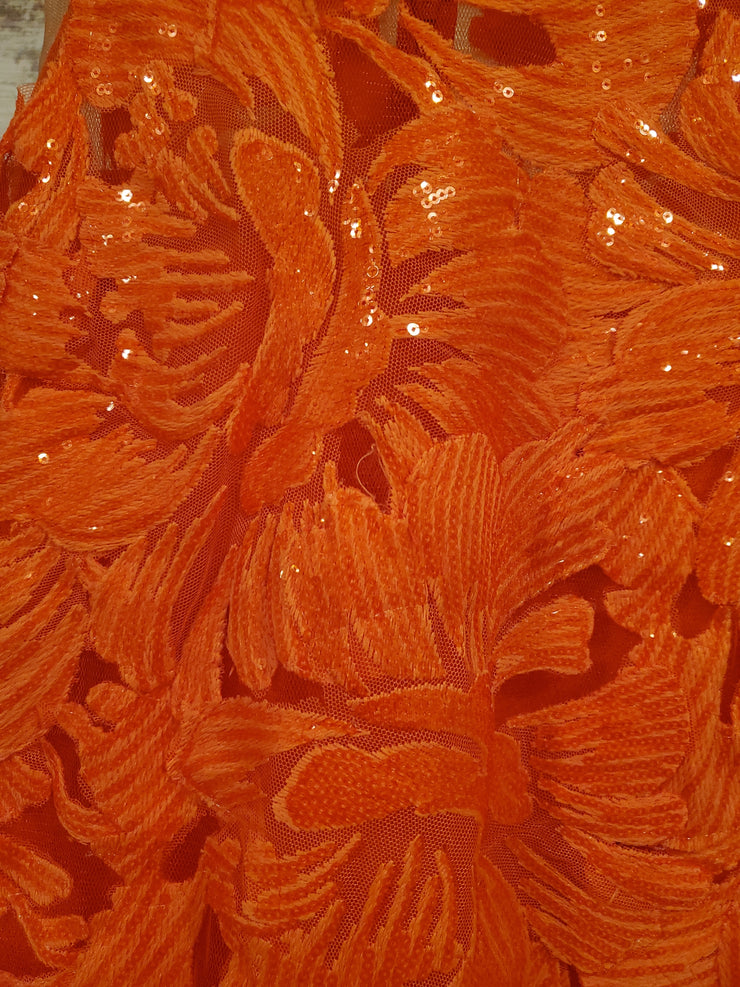 ORANGE FLORAL LONG DRESS