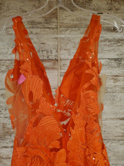 ORANGE FLORAL LONG DRESS