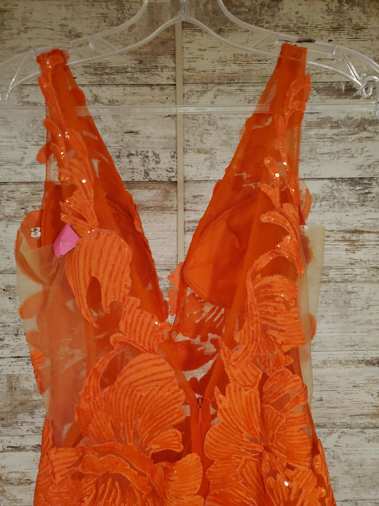 ORANGE FLORAL LONG DRESS