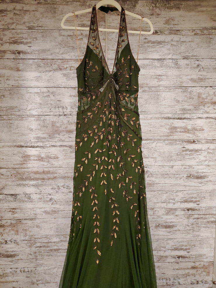 GREEN/GOLD FLORAL LONG DRESS