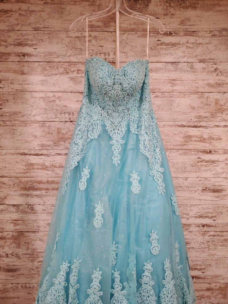 BLUE A LINE GOWN