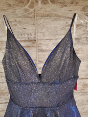 BLUE COLORFUL A LINE GOWN