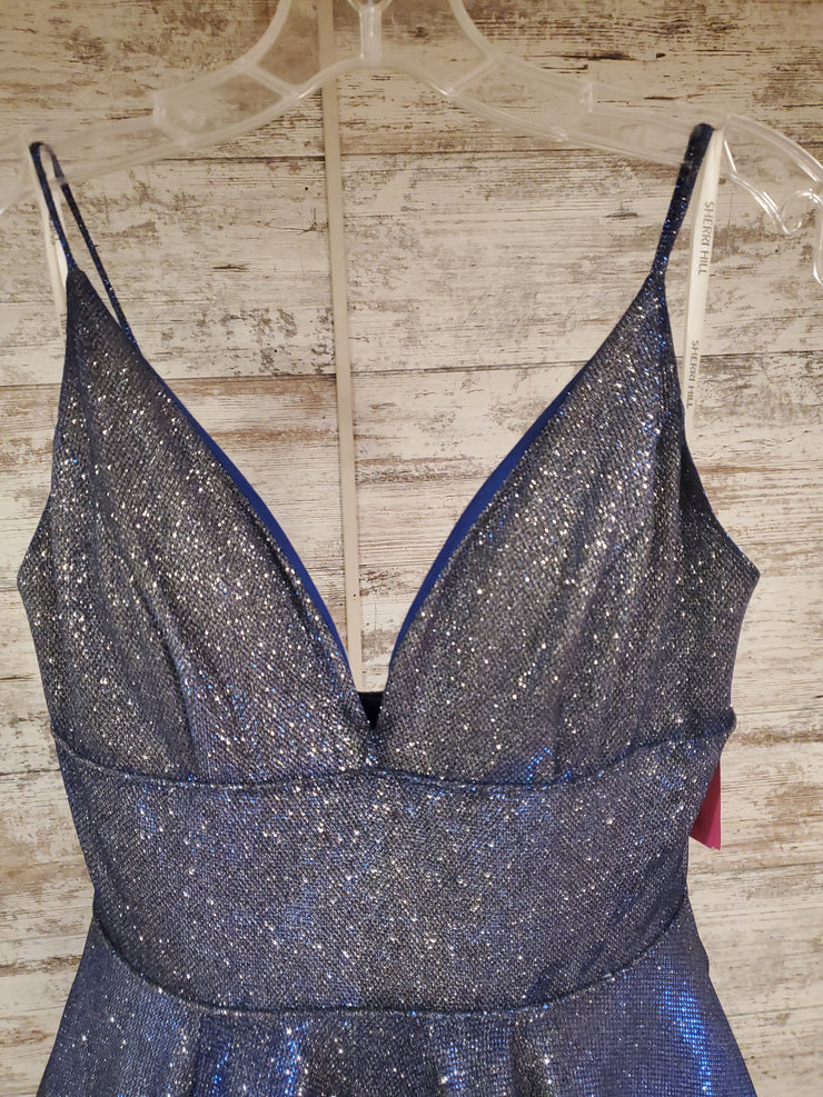 BLUE COLORFUL A LINE GOWN