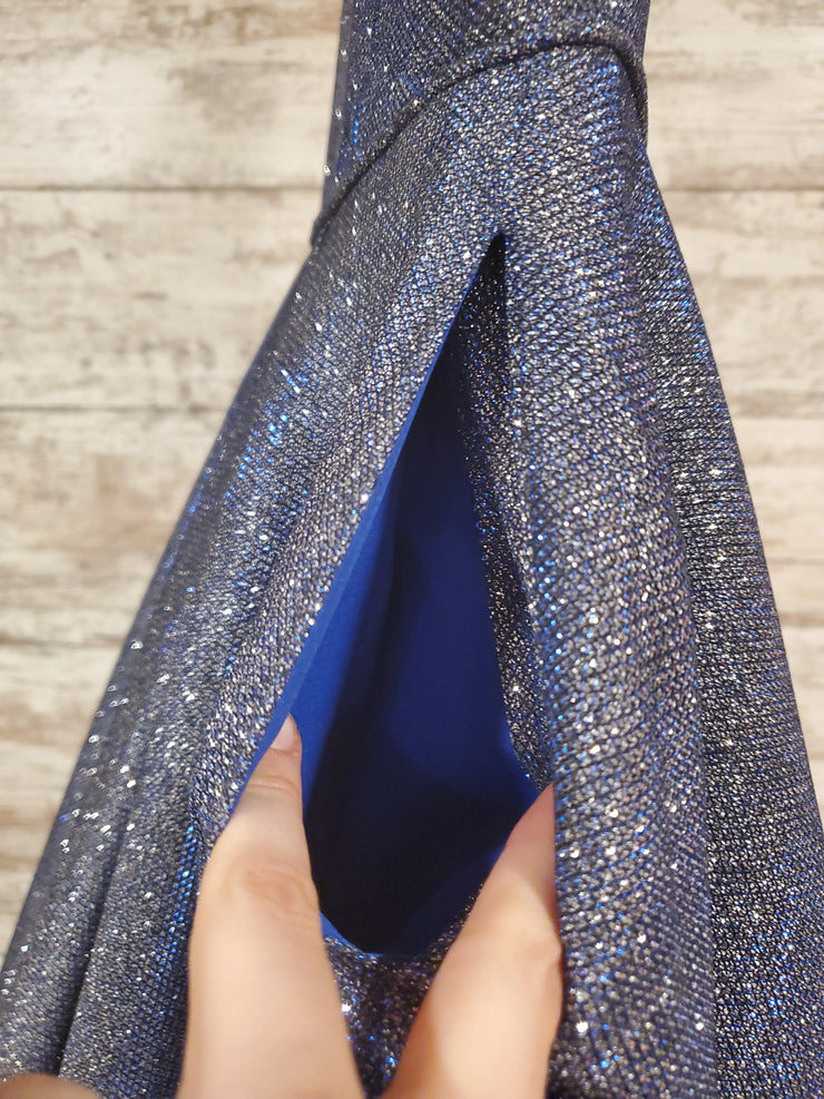 BLUE COLORFUL A LINE GOWN