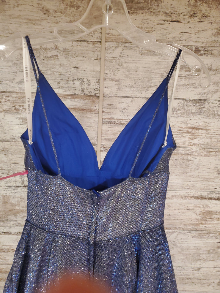 BLUE COLORFUL A LINE GOWN