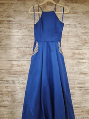 ROYAL BLUE A LINE GOWN