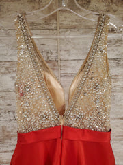 RED SPARKLY TOP A LINE GOWN