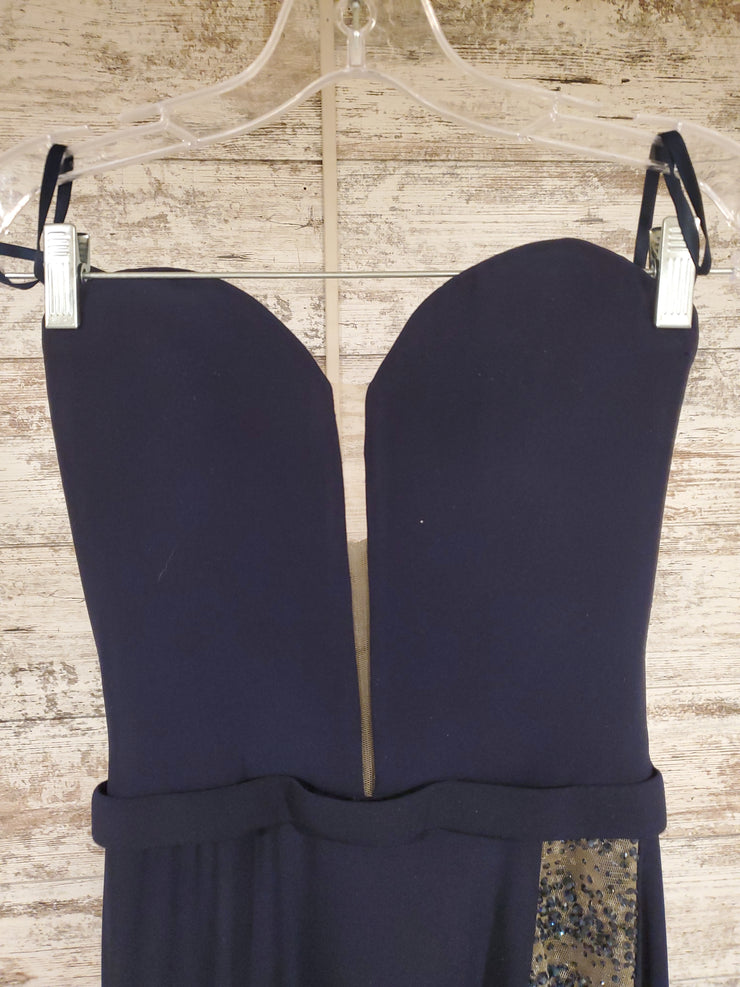 NAVY LONG EVENING GOWN