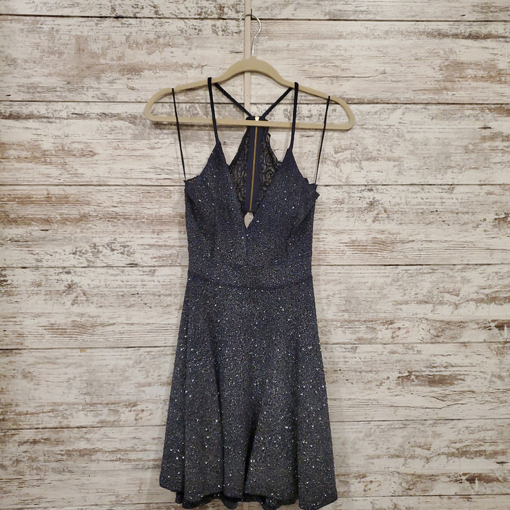 NAVY SPARKLY SHORT DRESS
