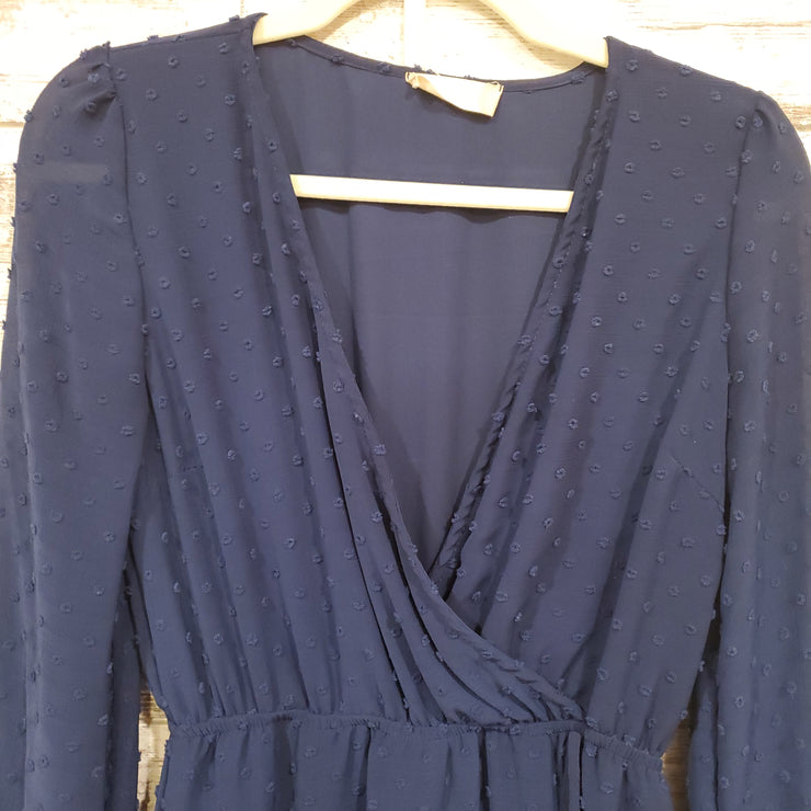 NAVY LONG SLEEVE SHORT DRESS