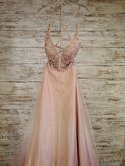 BLUSH SPARKLY A LINE GOWN