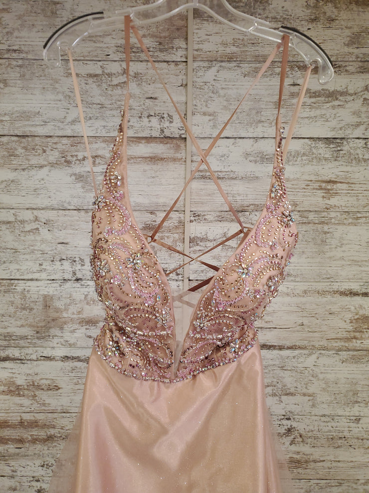 BLUSH SPARKLY A LINE GOWN