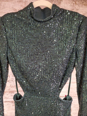 GREEN SEQUIN LONG DRESS (NEW)