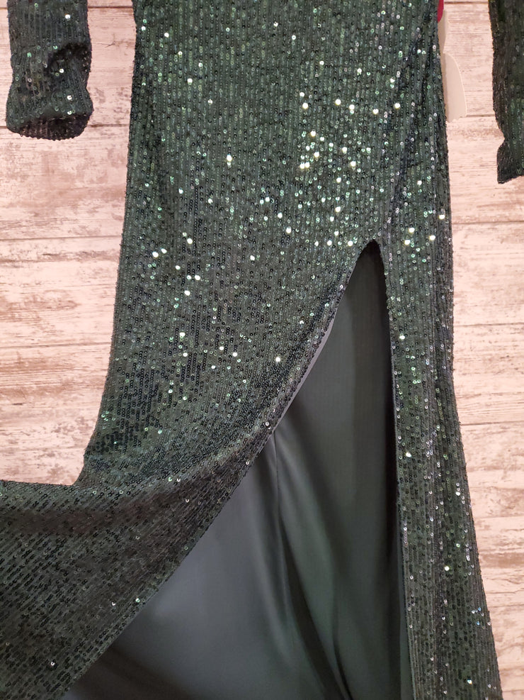 GREEN SEQUIN LONG DRESS (NEW)