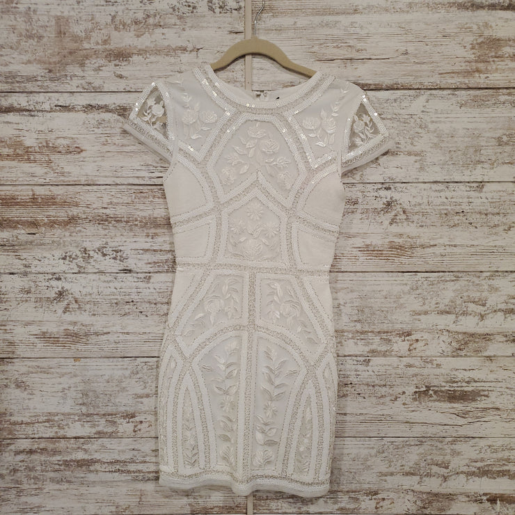 WHITE BEADED SHORT DRESS