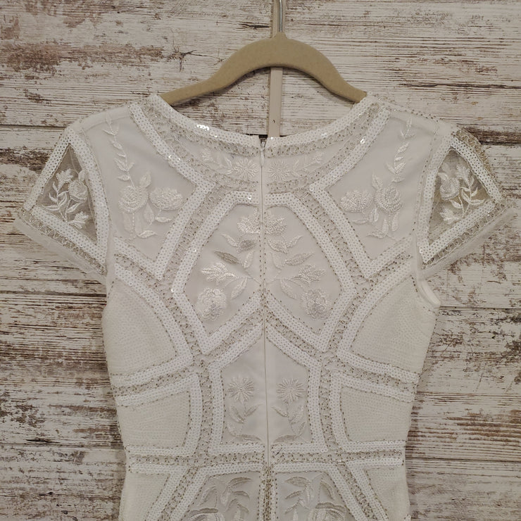 WHITE BEADED SHORT DRESS