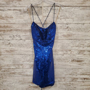 ROYAL BLUE SEQUIN SHORT DRESS