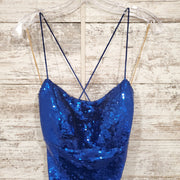 ROYAL BLUE SEQUIN SHORT DRESS