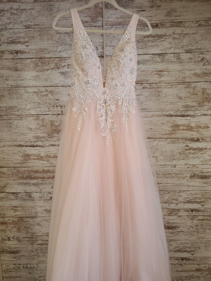 PINK/FLORAL A LINE GOWN