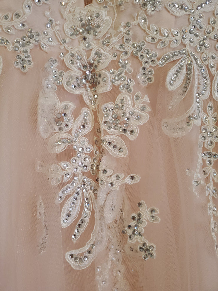 PINK/FLORAL A LINE GOWN