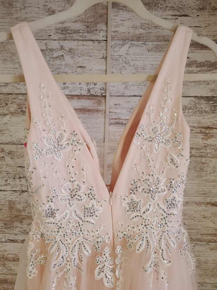 PINK/FLORAL A LINE GOWN