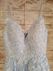 BLUE FLORAL A LINE GOWN