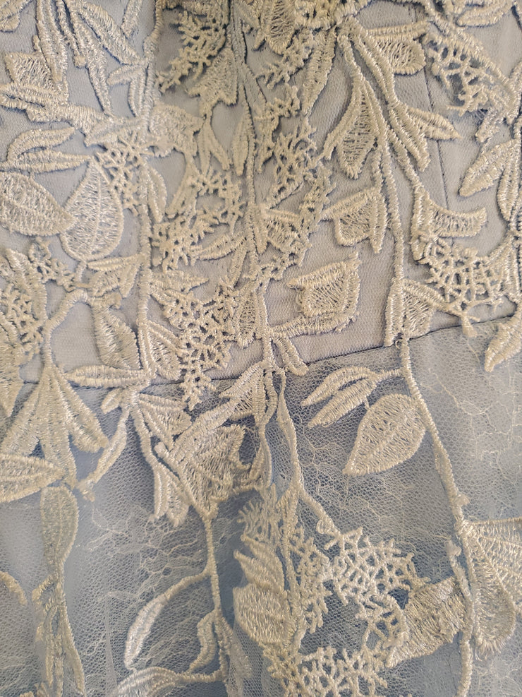 BLUE FLORAL A LINE GOWN