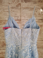 BLUE FLORAL A LINE GOWN