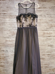 BLACK/TAN LONG EVENING GOWN