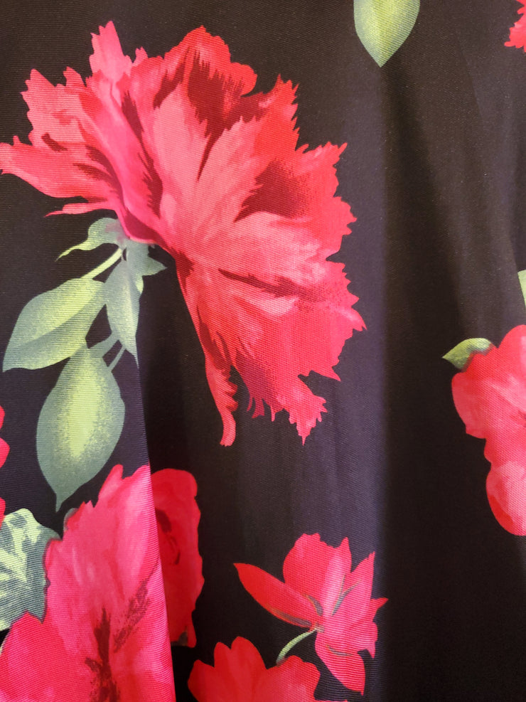 BLACK/FLORAL A LINE GOWN