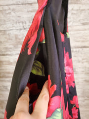 BLACK/FLORAL A LINE GOWN