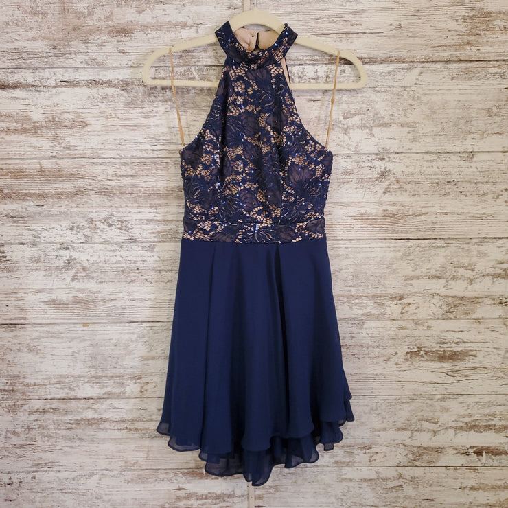 NAVY/TAN SHORT DRESS