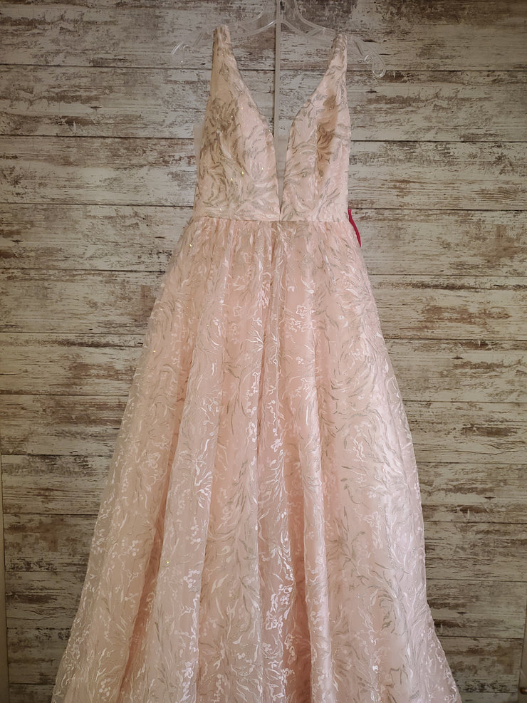 PINK/SILVER A LINE GOWN $850