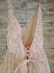 PINK/SILVER A LINE GOWN $850