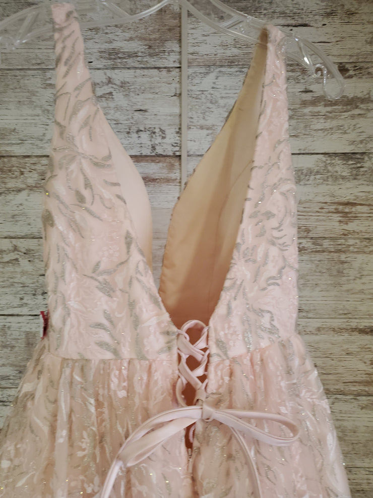 PINK/SILVER A LINE GOWN $850