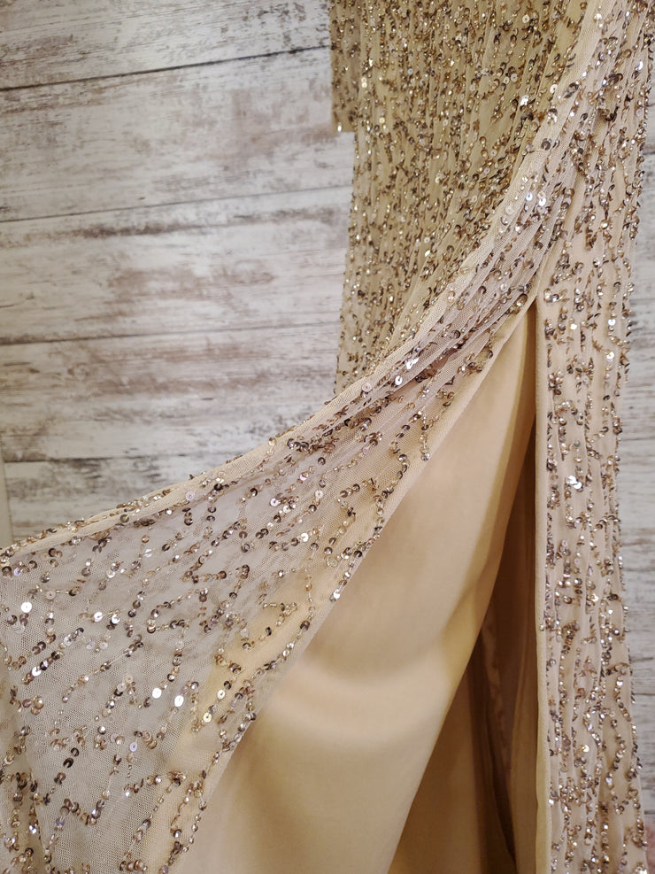 GOLD SEQUIN LONG EVENING GOWN