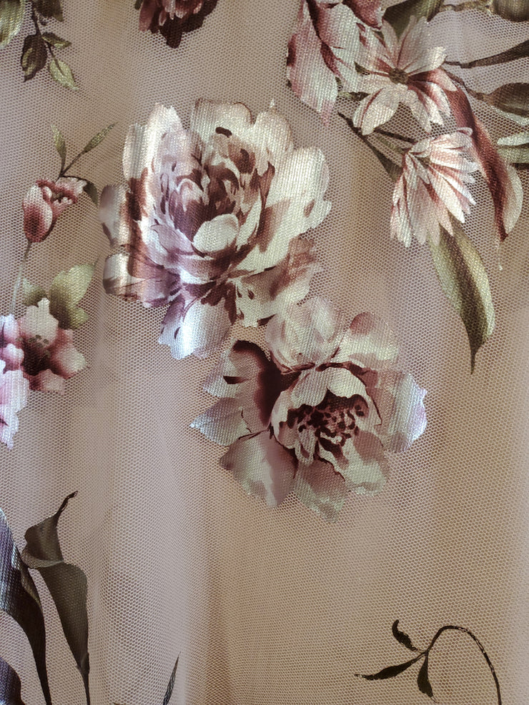 PINK FLORAL A LINE GOWN (NEW)