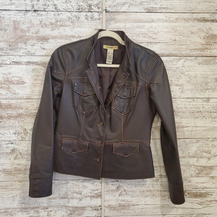 BROWN FAUX LEATHER JACKET