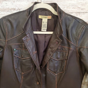 BROWN FAUX LEATHER JACKET