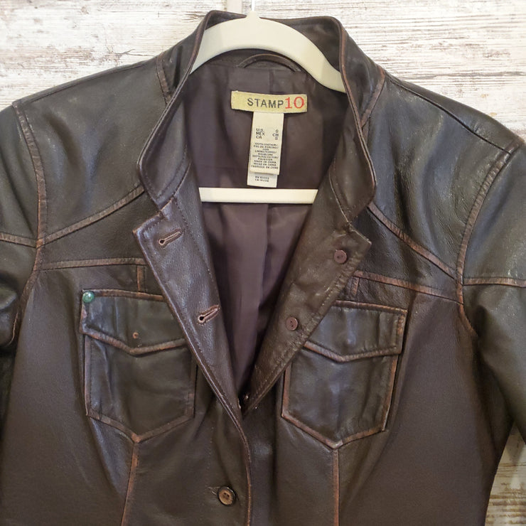 BROWN FAUX LEATHER JACKET