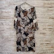 BLACK/BROWN FLORAL SHORT DRESS