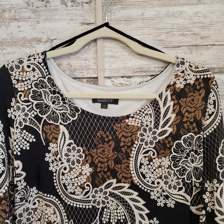 BLACK/BROWN FLORAL SHORT DRESS