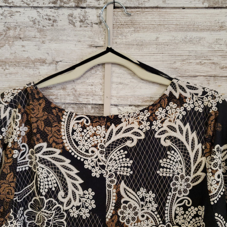 BLACK/BROWN FLORAL SHORT DRESS